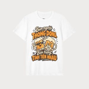 Beer Cartoon Graphic T-Shirt — "Bên ngoài thong dong, bên trong tính tiền nhậu"